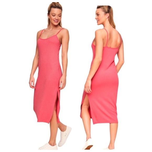 ADORE ME Sophie Pink Sunkist Coral Ribbed Slip Dress Sexy Bodycon Knit Size XL - Picture 1 of 8